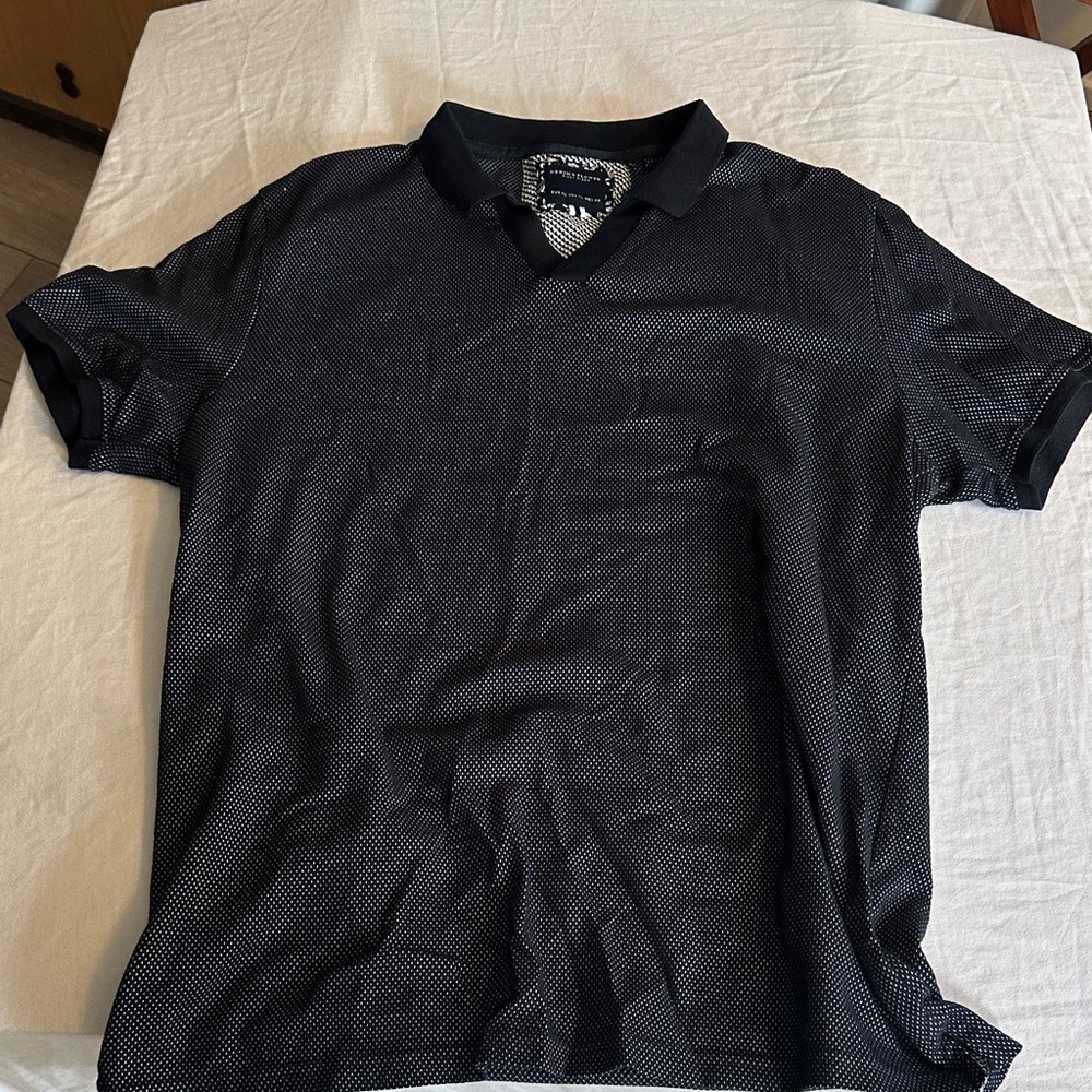 Men's Black Knit Polo Shirt